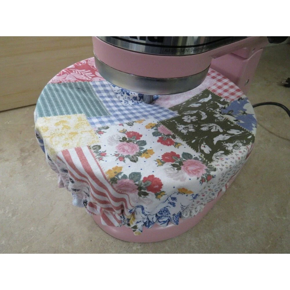 Kitchenaid Bowl Cover, Reversible Boho Patchwork and Pink Rose Mixer Cover